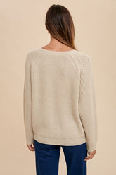 Annie Wear HELLO Embroidered Raglan Sleeve Sweater - Cozy & Trendy Knitwear